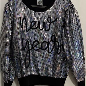 QUEEN OF SPARKLES Holographic Sequin Sweater
